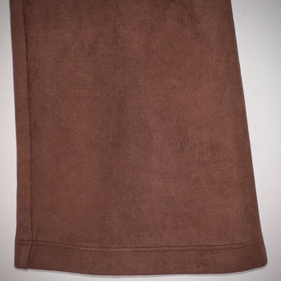 Ala von Auersperg Flared Leg Stretch Pants S Brown Micro Suede Polyester Luxury - Picture 5 of 10
